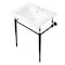 Kingston Brass 24Inch Console Sink with Brass Legs 4Inch, 3 Hole, WhiteMatte Black KVPB24187W4MB - alternate 1